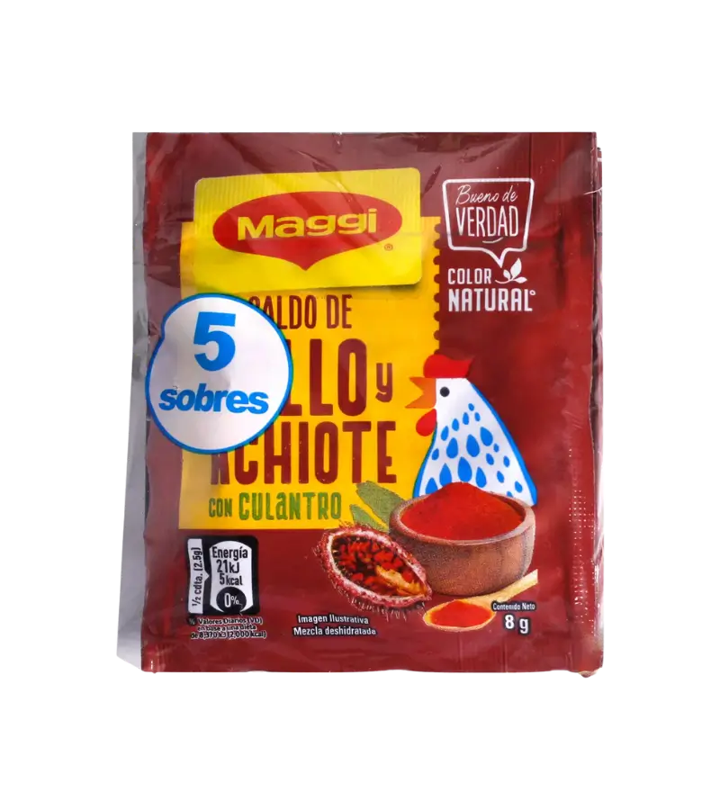 Maggi Chicken Bouillon with Annatto & Culantro – Panamanian Flavor, 5 Sachets