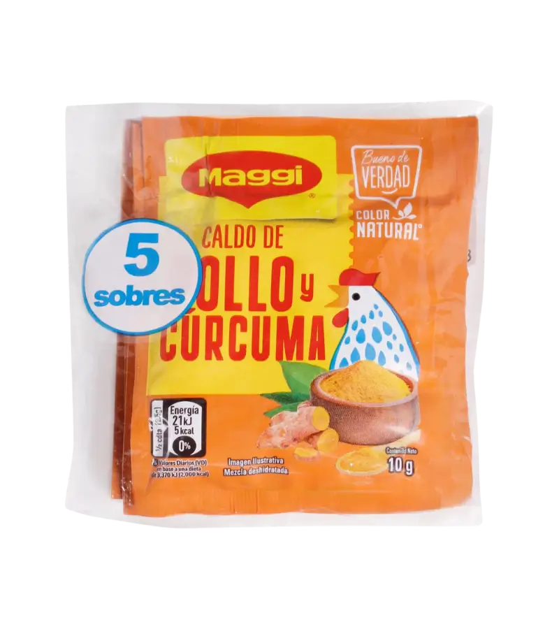 Maggi Chicken Bouillon with Turmeric – Panamanian Flavor, 5 Sachets