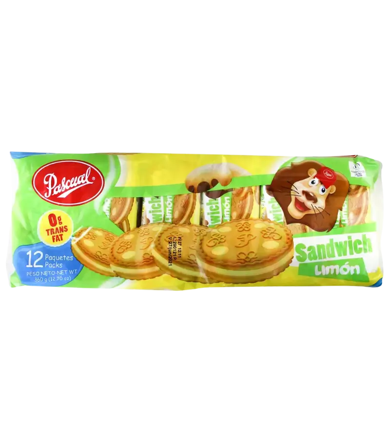 Pascual Sandwich Cookies Lemon 12-Pack | Refreshing Citrus Snack