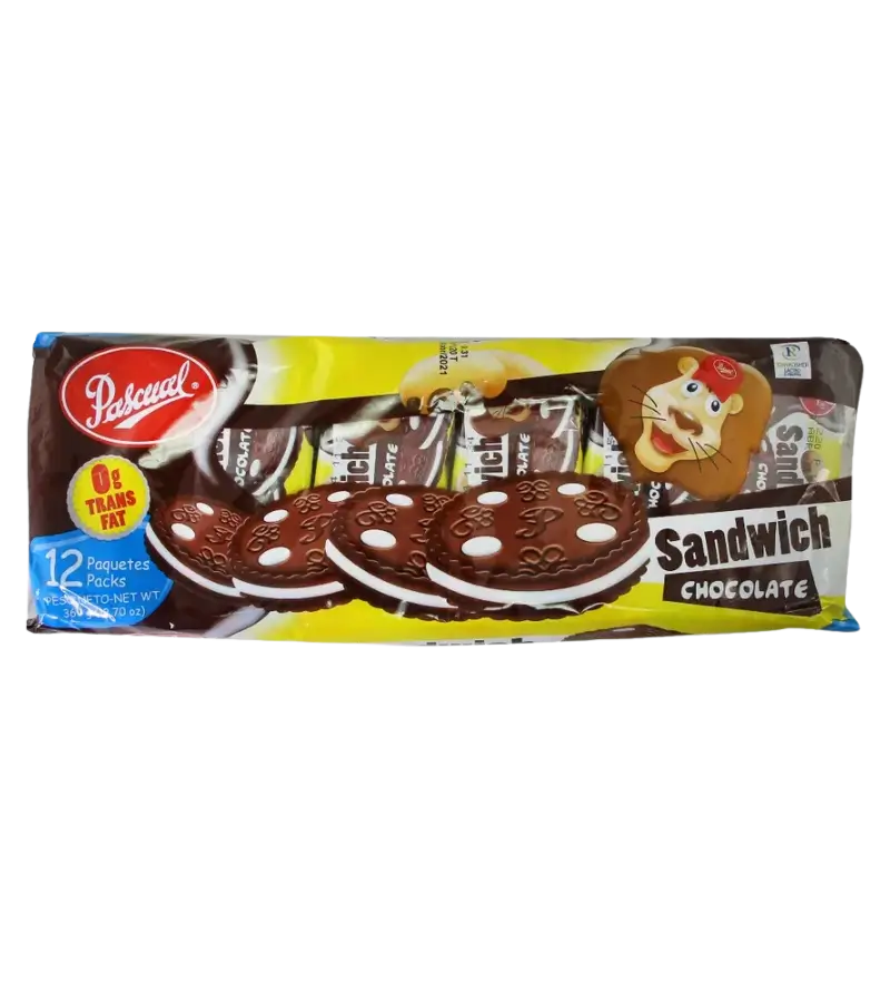 Pascual Sandwich Cookies Chocolate 12-Pack | Classic Cocoa Snack, Anytime Anywhere