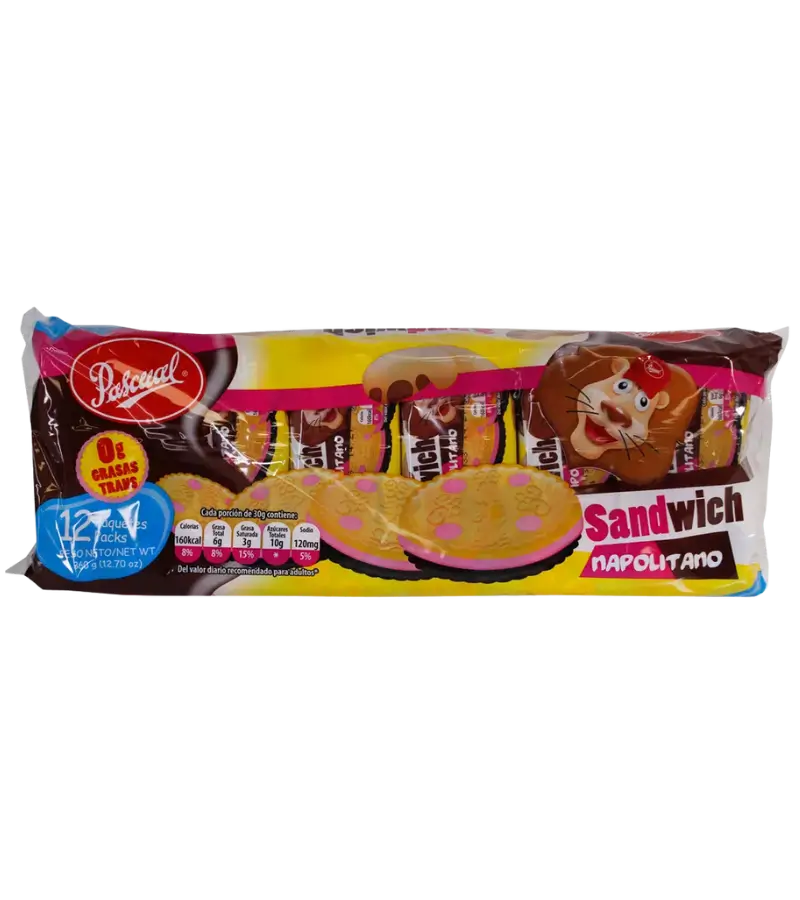 Pascual Neapolitan Sandwich Cookies – 12 Pack (30g Each)