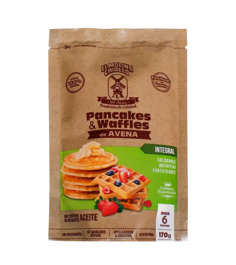 Molino Criollo Oat Pancake and Waffle Mix – Whole Grain 170g