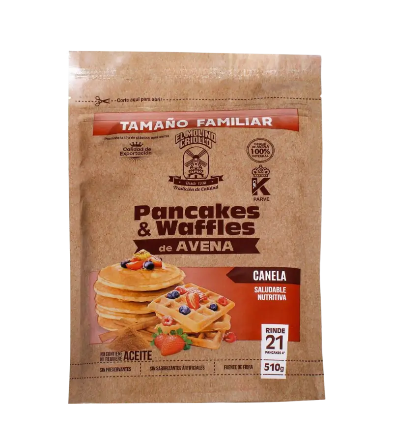 Molino Criollo Oatmeal Pancake and Waffle Mix – Cinnamon Flavor 510 g | Family Size