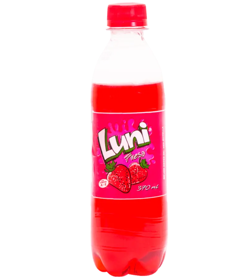 Luni Strawberry Soda Bottle 370ml | Refreshing Panamanian Fruit Drink