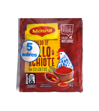 Maggi Chicken Bouillon with Annatto & Culantro – Panamanian Flavor, 5 Sachets