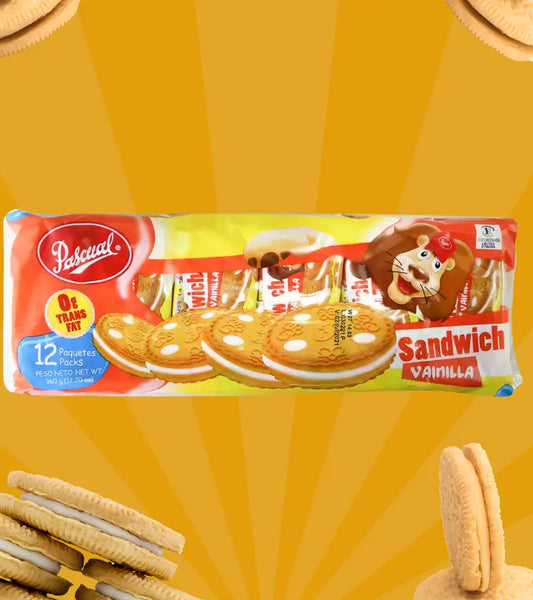 Pascual Sandwich Cookies Vanilla 12-Pack | Crunchy Creamy Classic