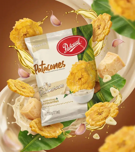 Gourmet Garlic Parmesan Chips | Pascual Patacones Ajo Parmesano 200g | Premium Plantain Snack