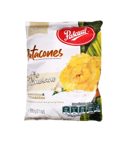 Gourmet Garlic Parmesan Chips | Pascual Patacones Ajo Parmesano 200g | Premium Plantain Snack