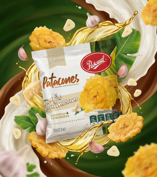 Garlic Parmesan Plantain Chips | Pascual Patacones Ajo Parmesano 70g | Gourmet Snack