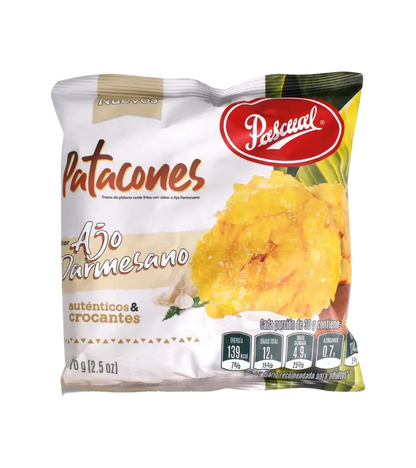Garlic Parmesan Plantain Chips | Pascual Patacones Ajo Parmesano 70g | Gourmet Snack