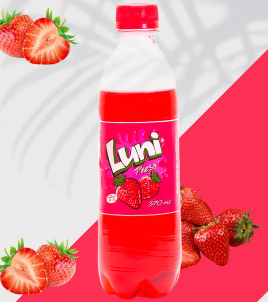 Luni Strawberry Soda Bottle 370ml | Refreshing Panamanian Fruit Drink