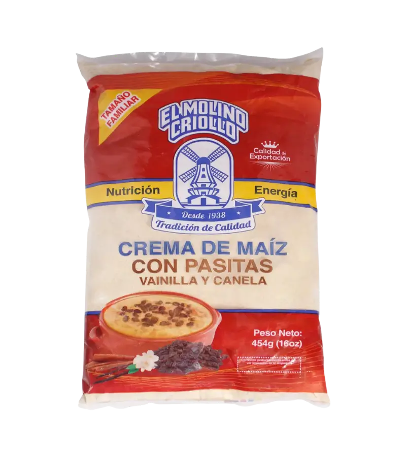 Corn Cream with Vanilla and Cinnamon Raisins El Molino Criollo Family Size 454g - Image 2