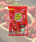 Pin Pop Strawberry (Fresa) 408g  Juicy Strawberry Lollipop with a Chewy Surprise