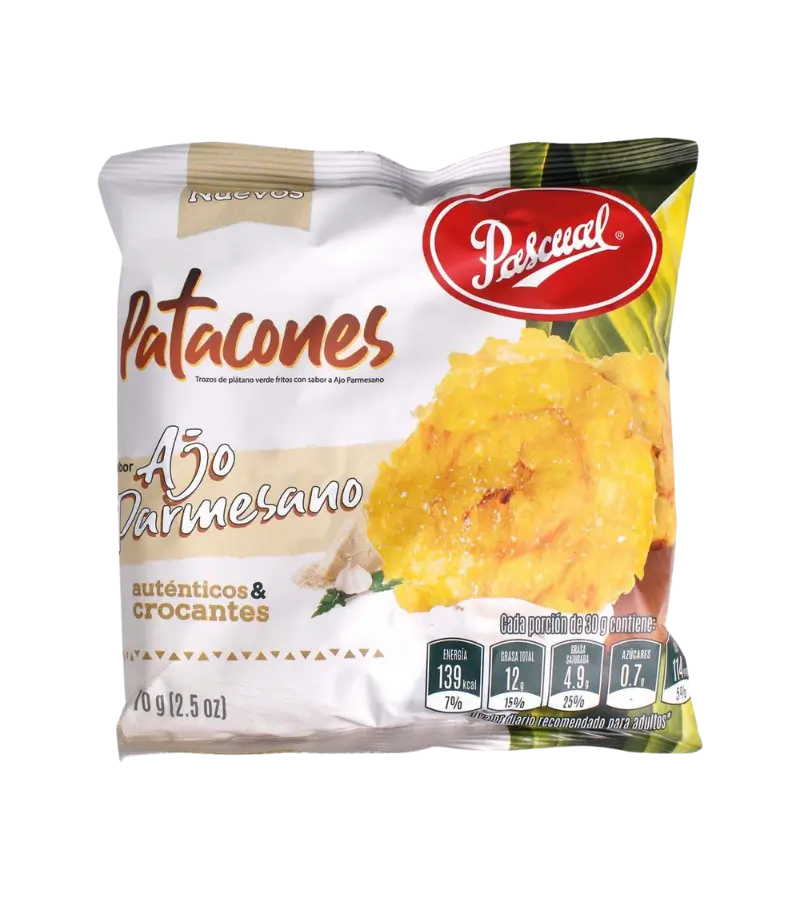 Garlic Parmesan Plantain Chips | Pascual Patacones Ajo Parmesano 70g | Gourmet Snack - Image 2