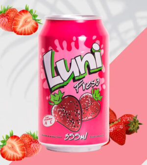 Luni Strawberry Soda Can 355ml | Panamanian Fizzy Strawberry Beverage